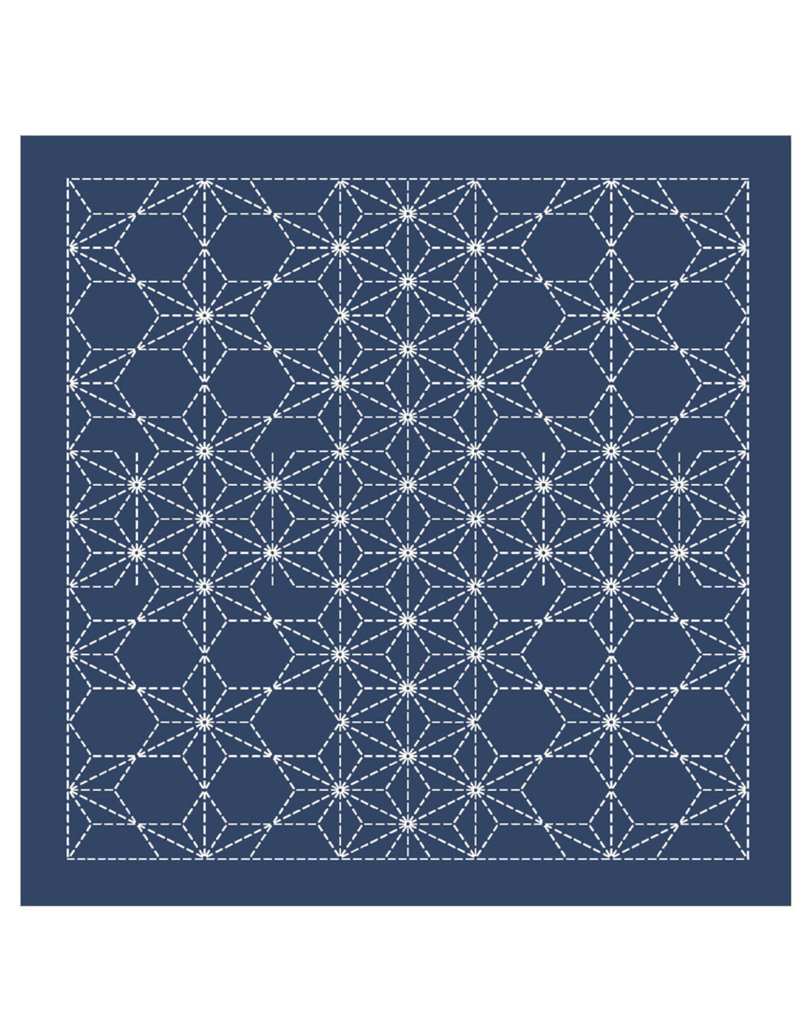 Japan Import Sashiko Sampler Cloth, Traditional Design Asanoha, Navy