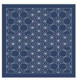 Japan Import Sashiko Sampler Cloth, Traditional Design Asanoha, Navy