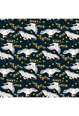 Faye Guanipa Take Me to Tokyo, Cranes in Wren, Fabric Half-Yards