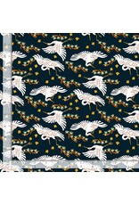 Faye Guanipa Take Me to Tokyo, Cranes in Wren, Fabric Half-Yards