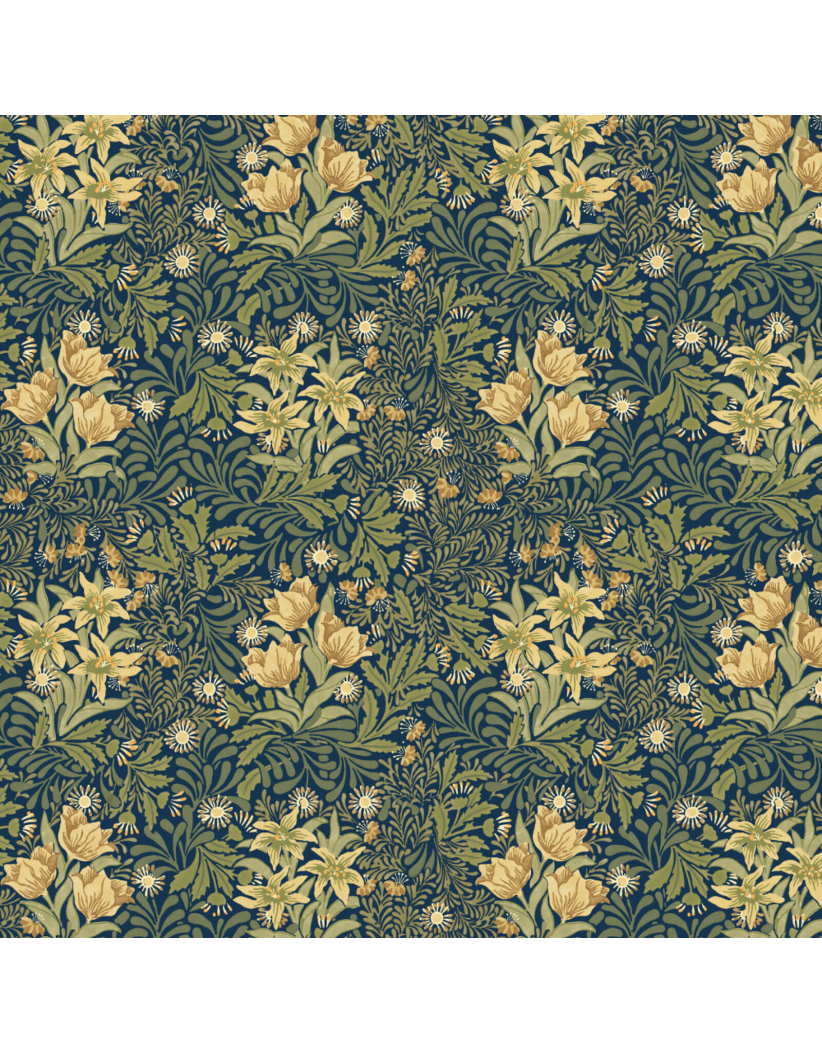 William Morris & Co. Morris & Co., Emery Walker's House, Bower in Navy, Fabric Half-Yards