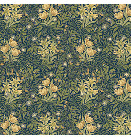 William Morris & Co. Morris & Co., Emery Walker's House, Bower in Navy, Fabric Half-Yards