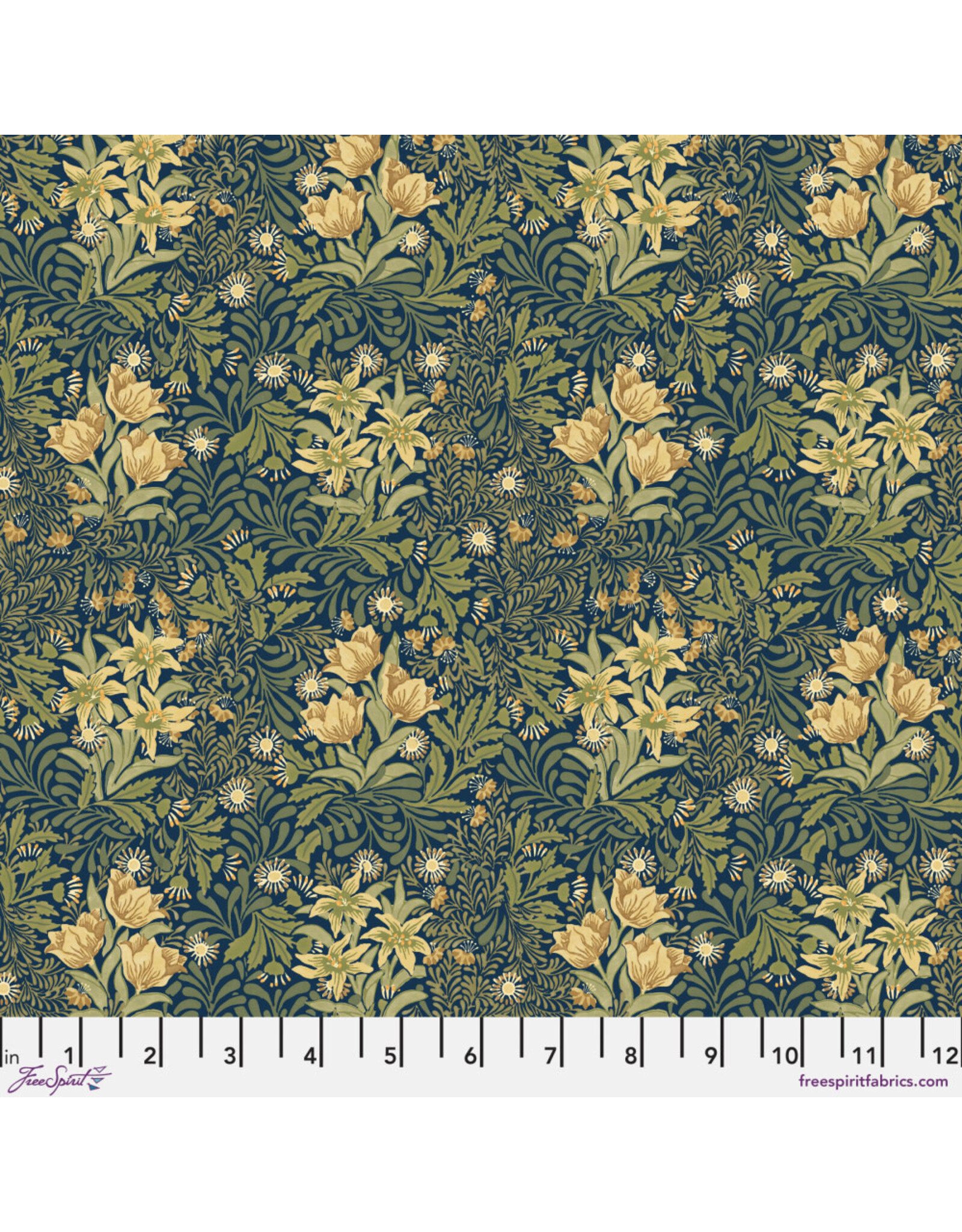 William Morris & Co. Morris & Co., Emery Walker's House, Bower in Navy, Fabric Half-Yards