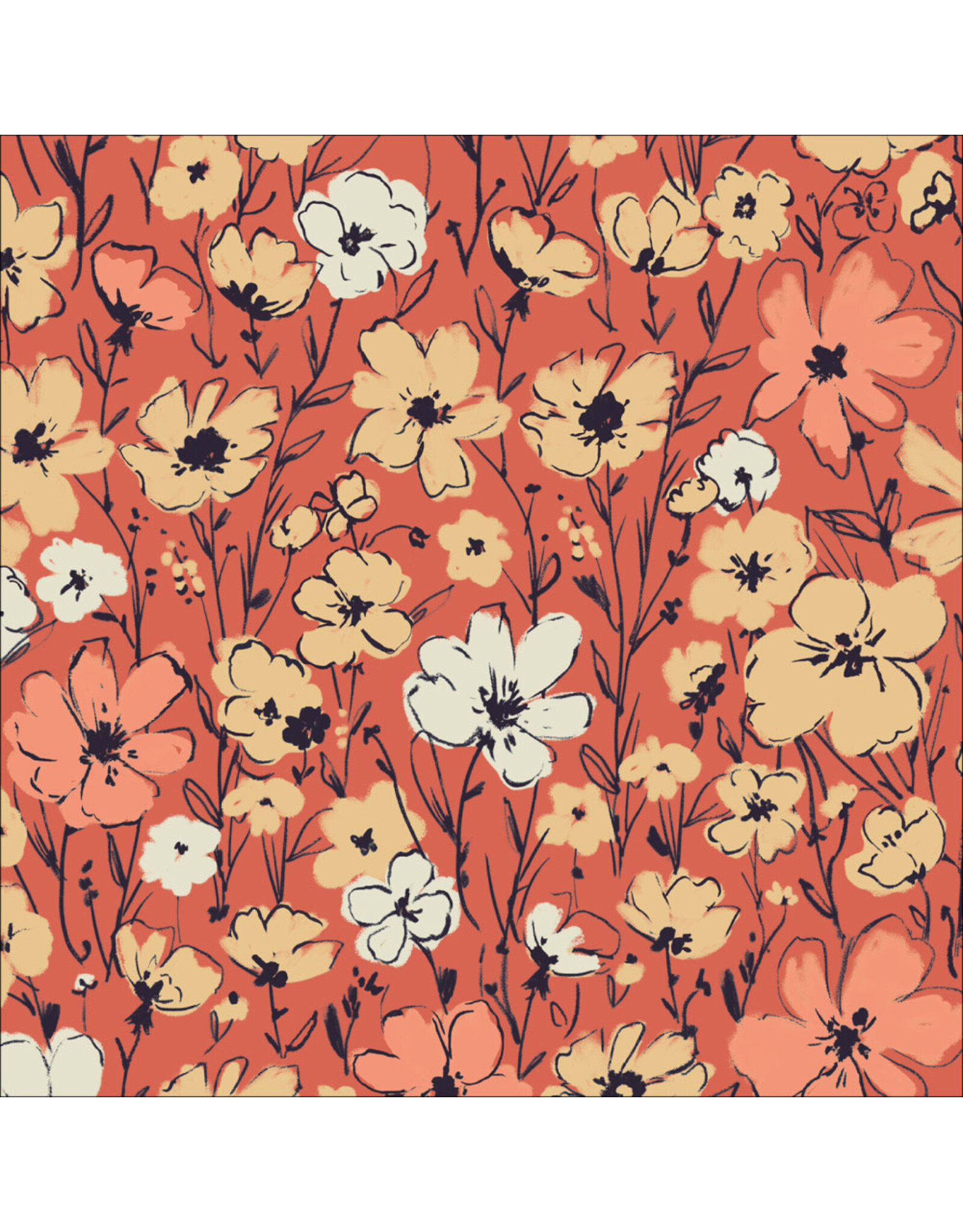 Cloud9 Fabrics Organic Double Gauze, Canyon Blooms, Primrose, Fabric Half-Yards