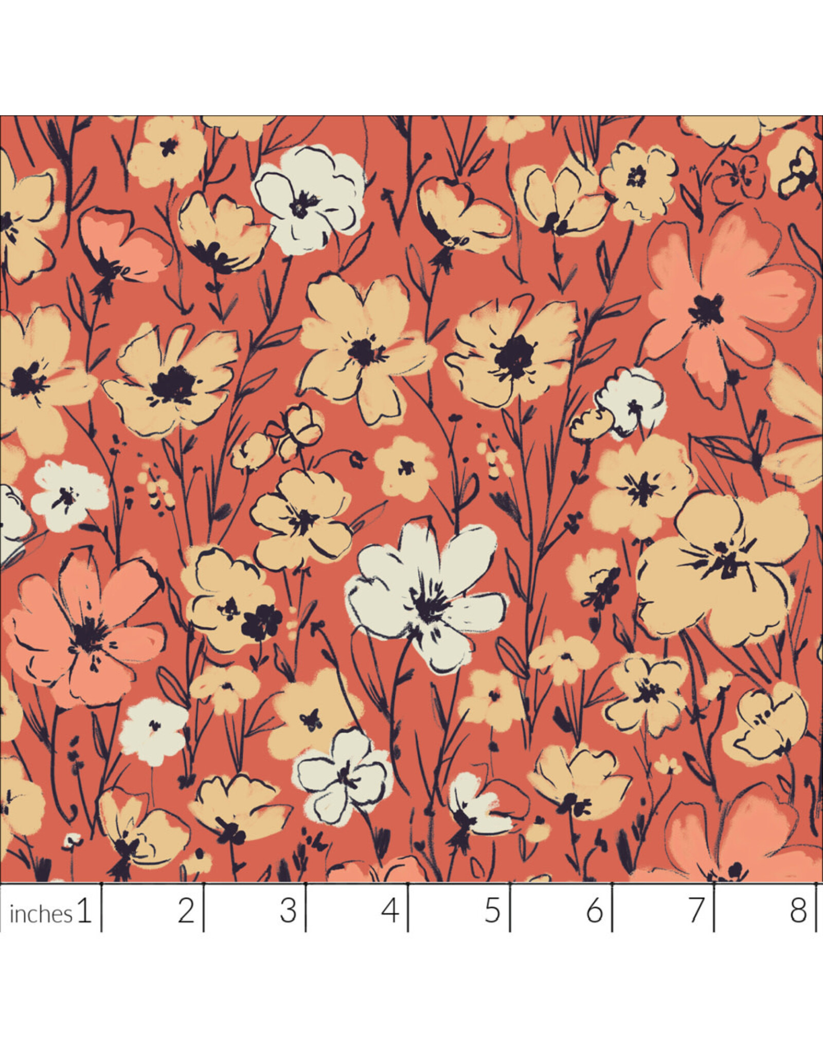 Cloud9 Fabrics Organic Double Gauze, Canyon Blooms, Primrose, Fabric Half-Yards