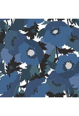 Cloud9 Fabrics Rayon, Coexisting, Blue Flowers, Fabric Half-Yards