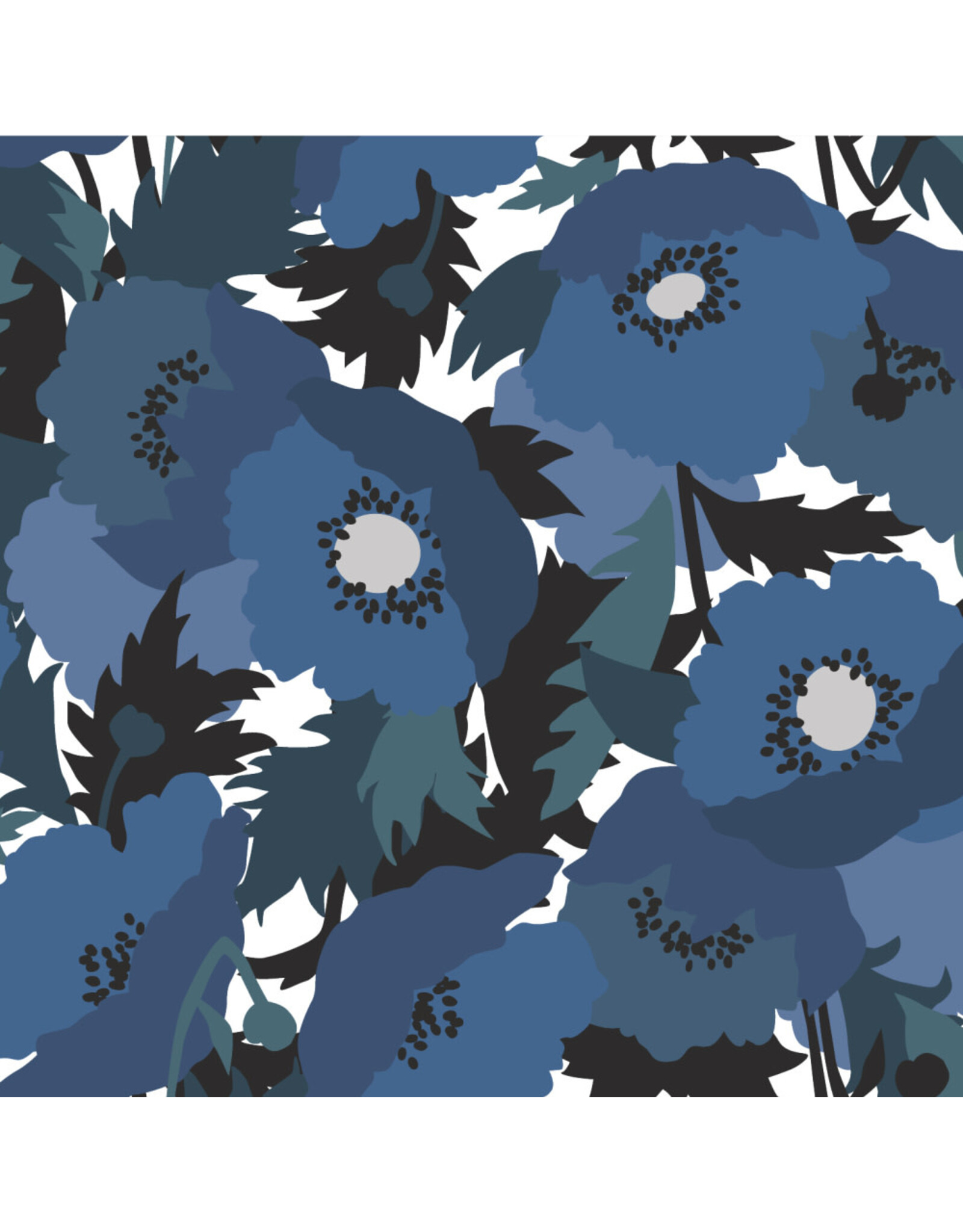 Cloud9 Fabrics Rayon, Coexisting, Blue Flowers, Fabric Half-Yards