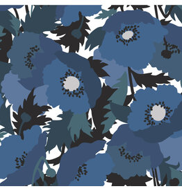 Cloud9 Fabrics Rayon, Coexisting, Blue Flowers, Fabric Half-Yards