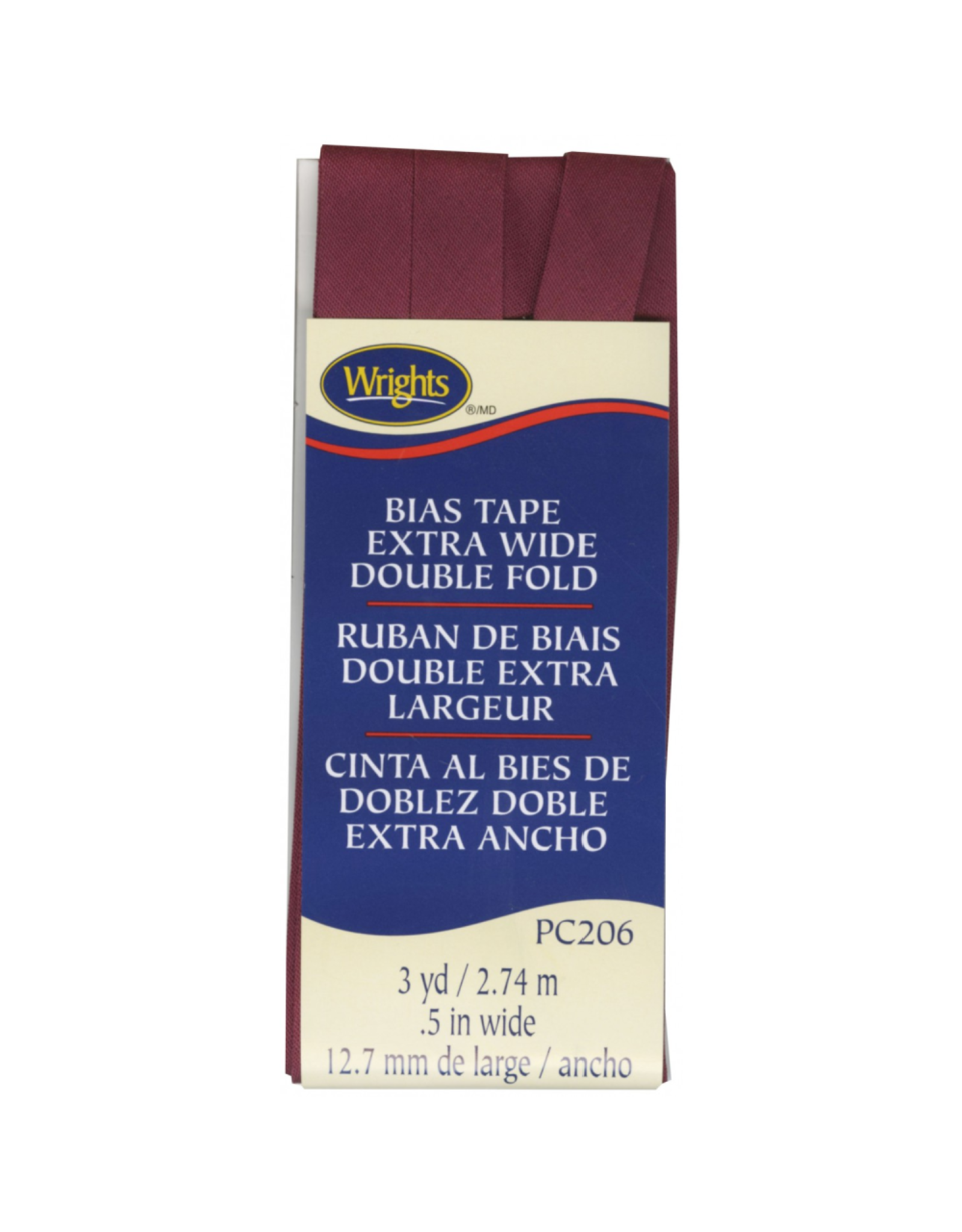 Wrights Wrights Bias Tape, Extra Wide, Double Fold, Berry 084