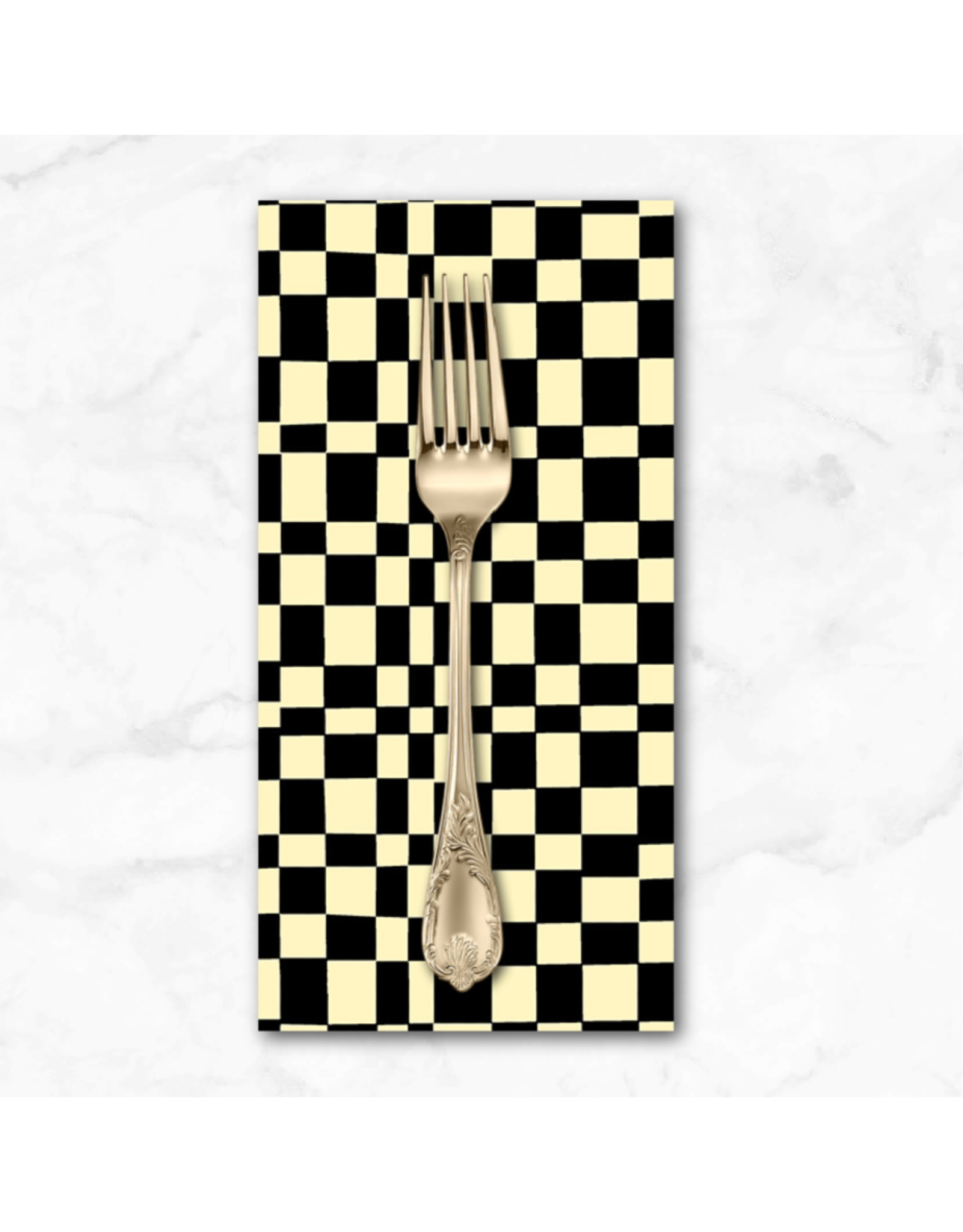 PD's Windham Collection Kaleidoscope, Checker in Ink and Vanilla Custard, Dinner Napkin