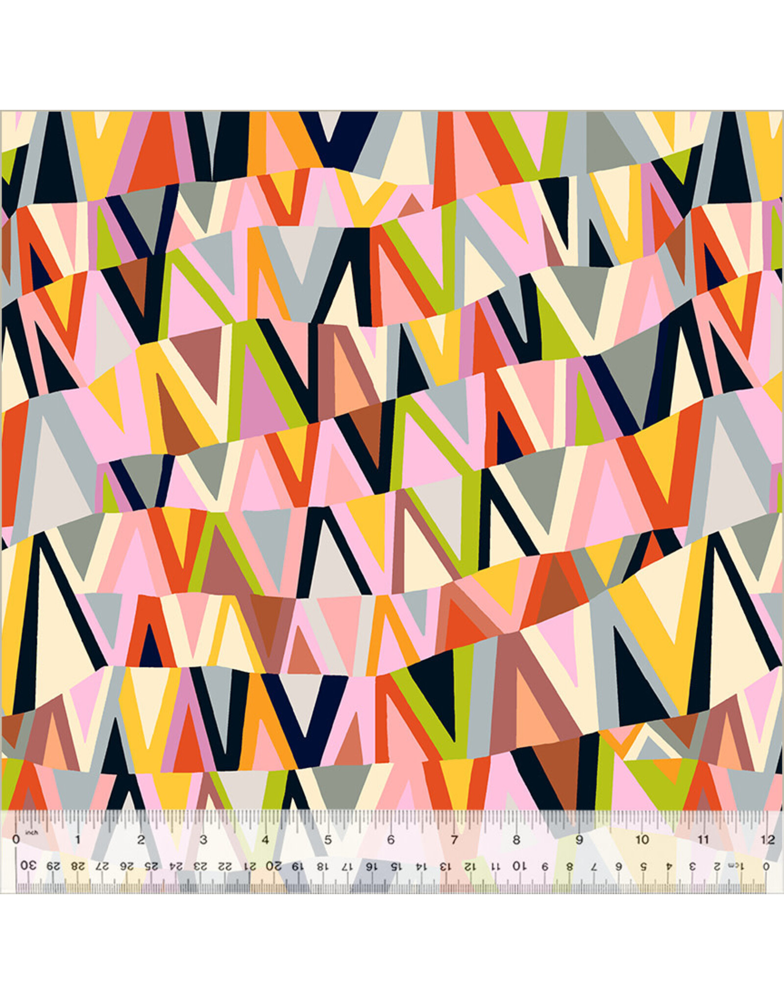 Annabel Wrigley Kaleidoscope, Wavelength in Posy and Mustard Seed, Fabric Half-Yards