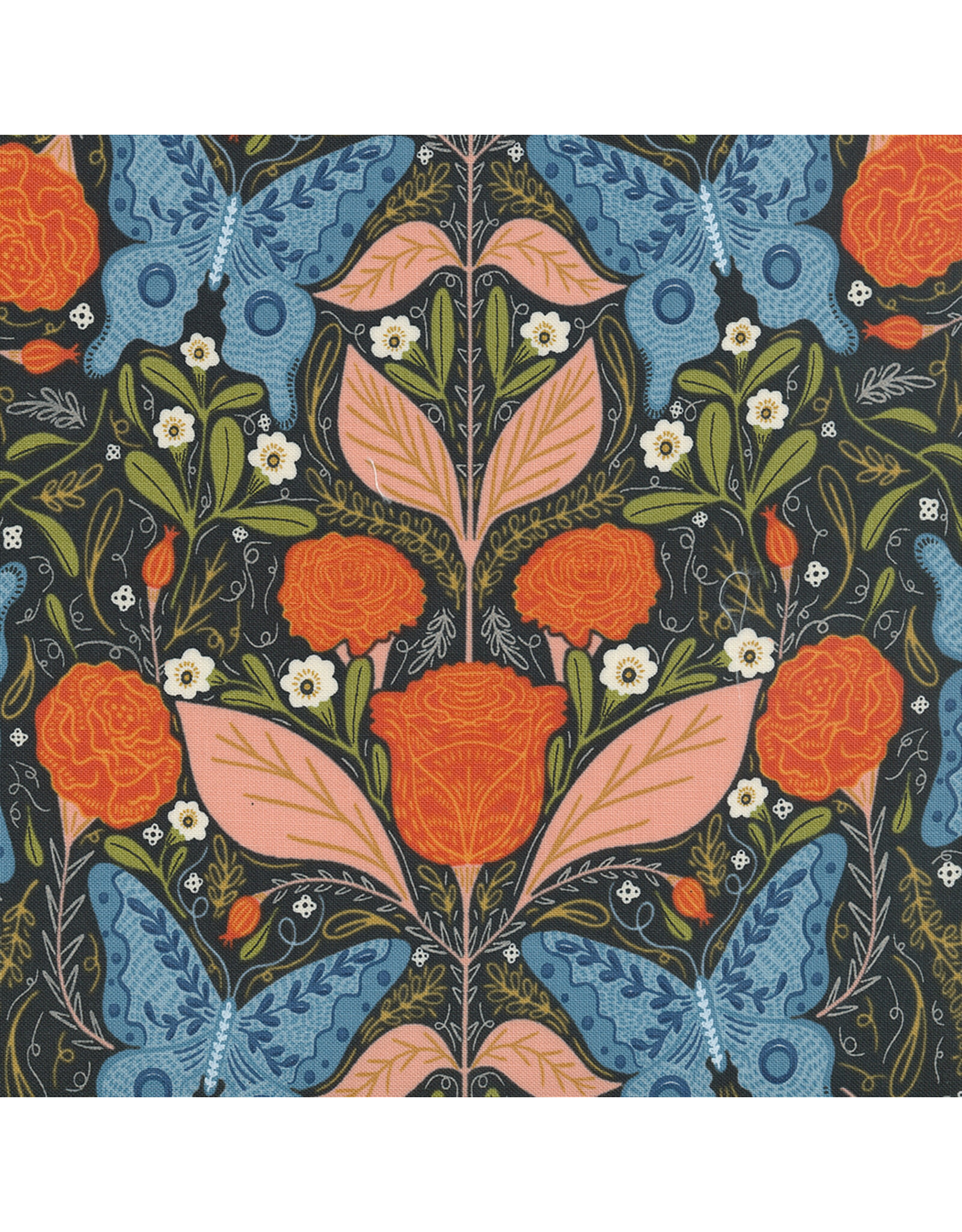 Gingiber Woodland Wonder, Vintage Butterfly in Midnight, Fabric Half-Yards