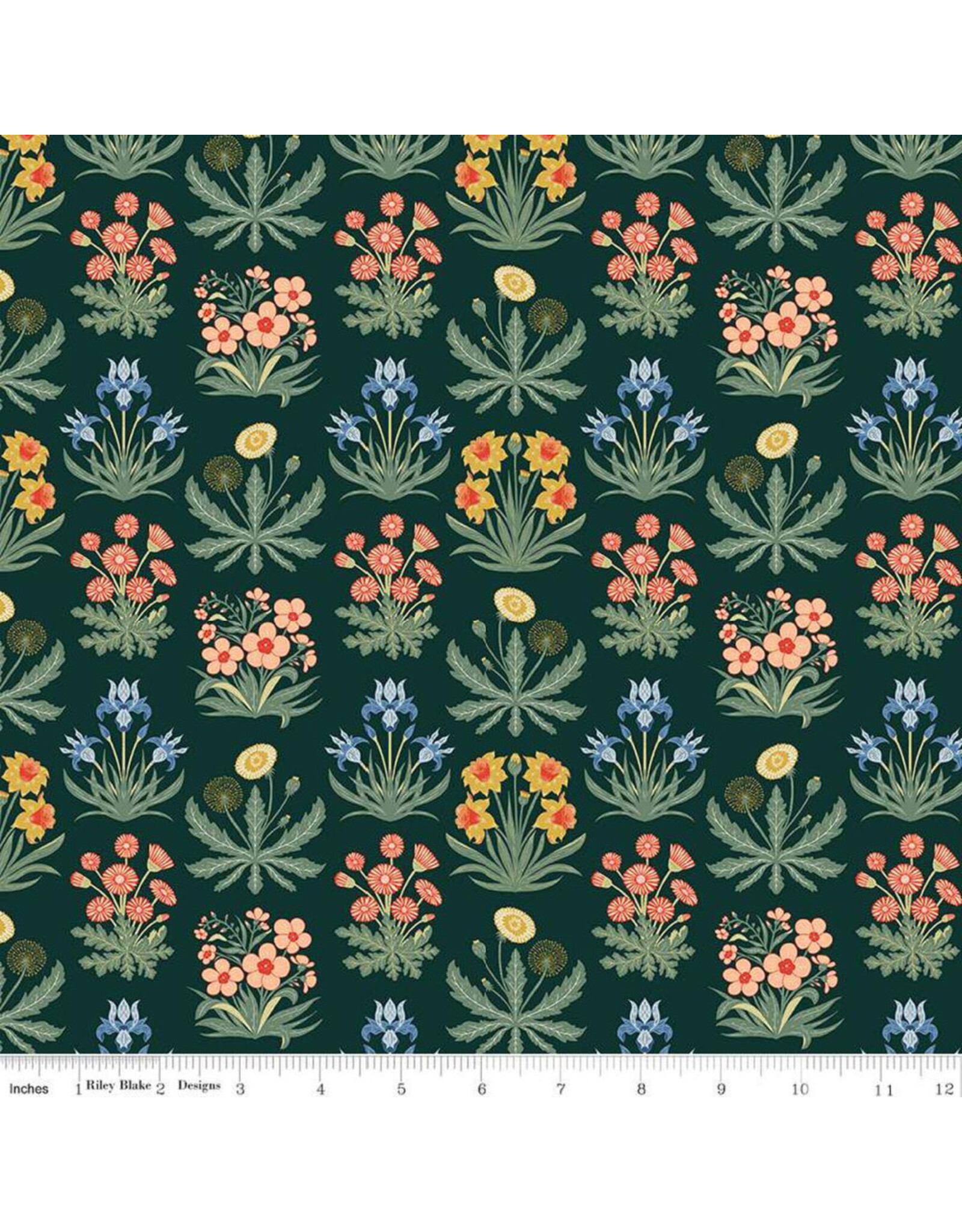 Riley Blake Fabrics Wanderlust, Morning Meadow in Dark Green, Fabric Half-Yards