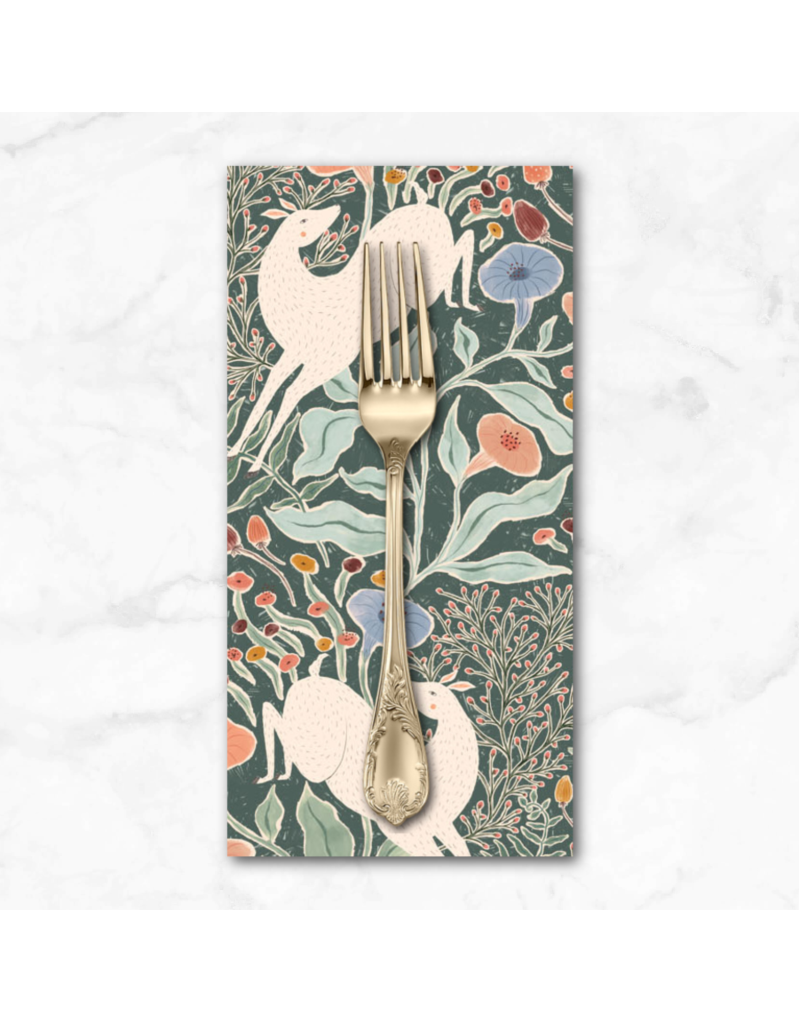 PD's Figo Collection Natural Essence, Golden Hour Deers in Green, Dinner Napkin