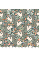 Figo Natural Essence, Golden Hour Deers in Green, Fabric Half-Yards