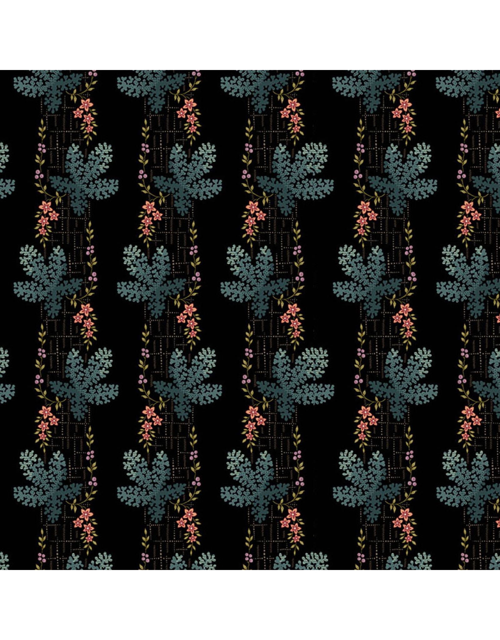 Laundry Basket Quilts Dahlia, Treemoss in  Midnight, Fabric Half-Yards