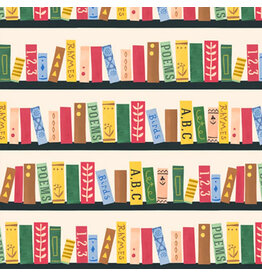 P & B Textiles Story Time, Bookshelf in Multi,  Fabric Half-Yards