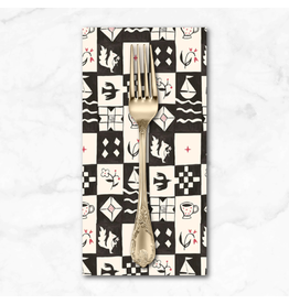 PD's P&B Collection Story Time, Mini Squares in Black, Dinner Napkin
