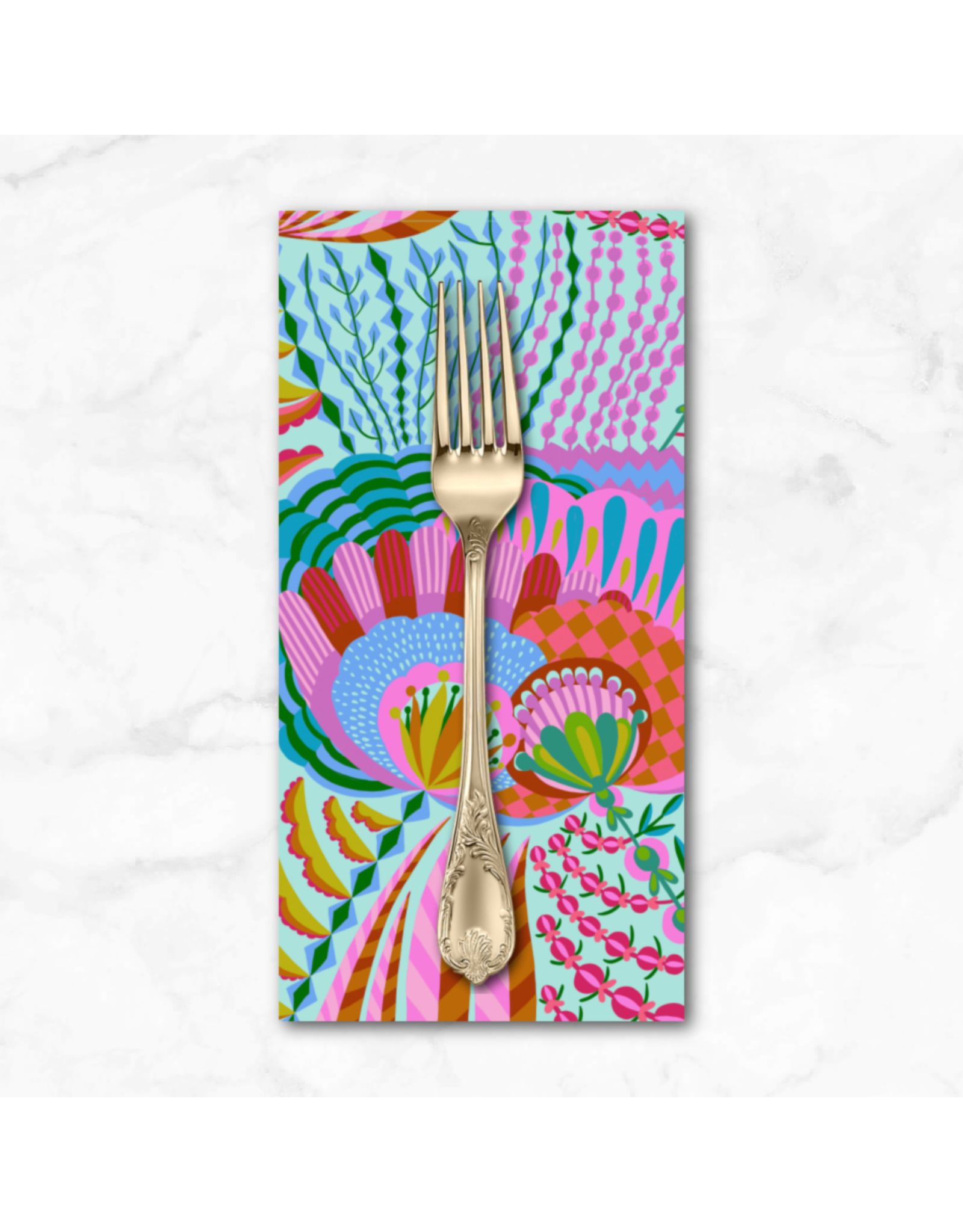 PD's Anna Maria Collection Our Fair Home, Compromise in Aqua, Dinner Napkin