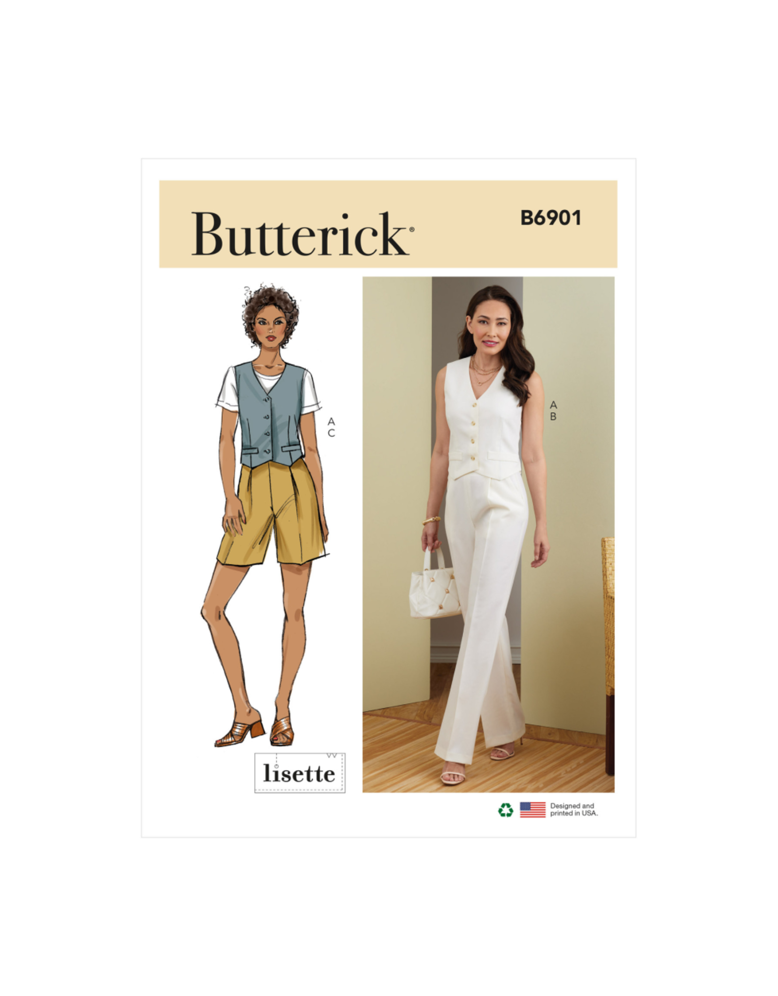 Butterick B6901 Vest Pants Shorts -  Pattern