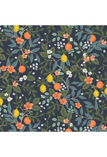 Rifle Paper Co. Bramble, Citrus Grove in Navy, Fabric Half-Yards