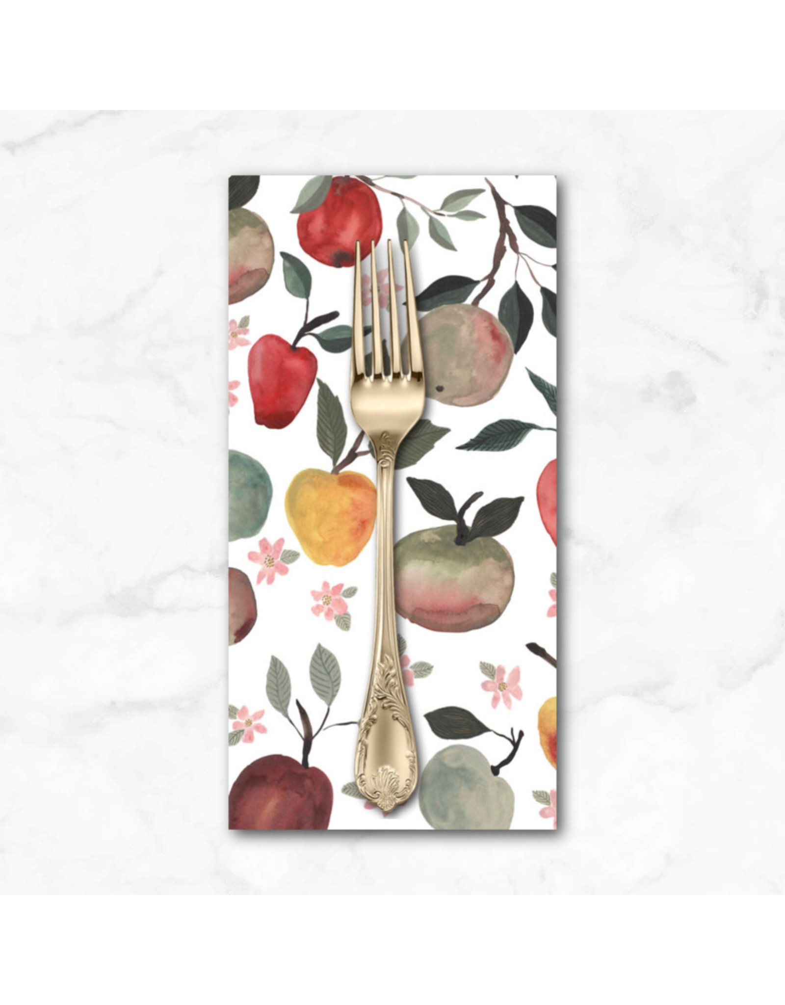 PD's Boccaccini Meadows Collection Field Trip, Apples in White Multi, Dinner Napkin