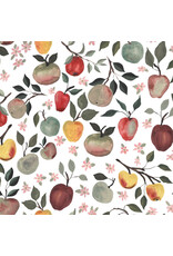 Boccaccini Meadows Field Trip, Apples in White Multi, Fabric Half-Yards