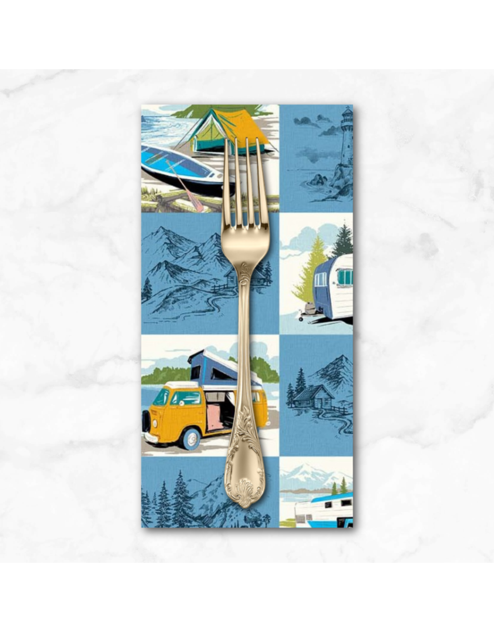 PD's Michael Miller Collection Retro Road Trip, Enjoy the Journey in Blue, Dinner Napkin