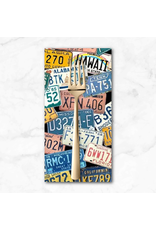 PD's Michael Miller Collection Retro Road Trip, License Plates in Multi, Dinner Napkin