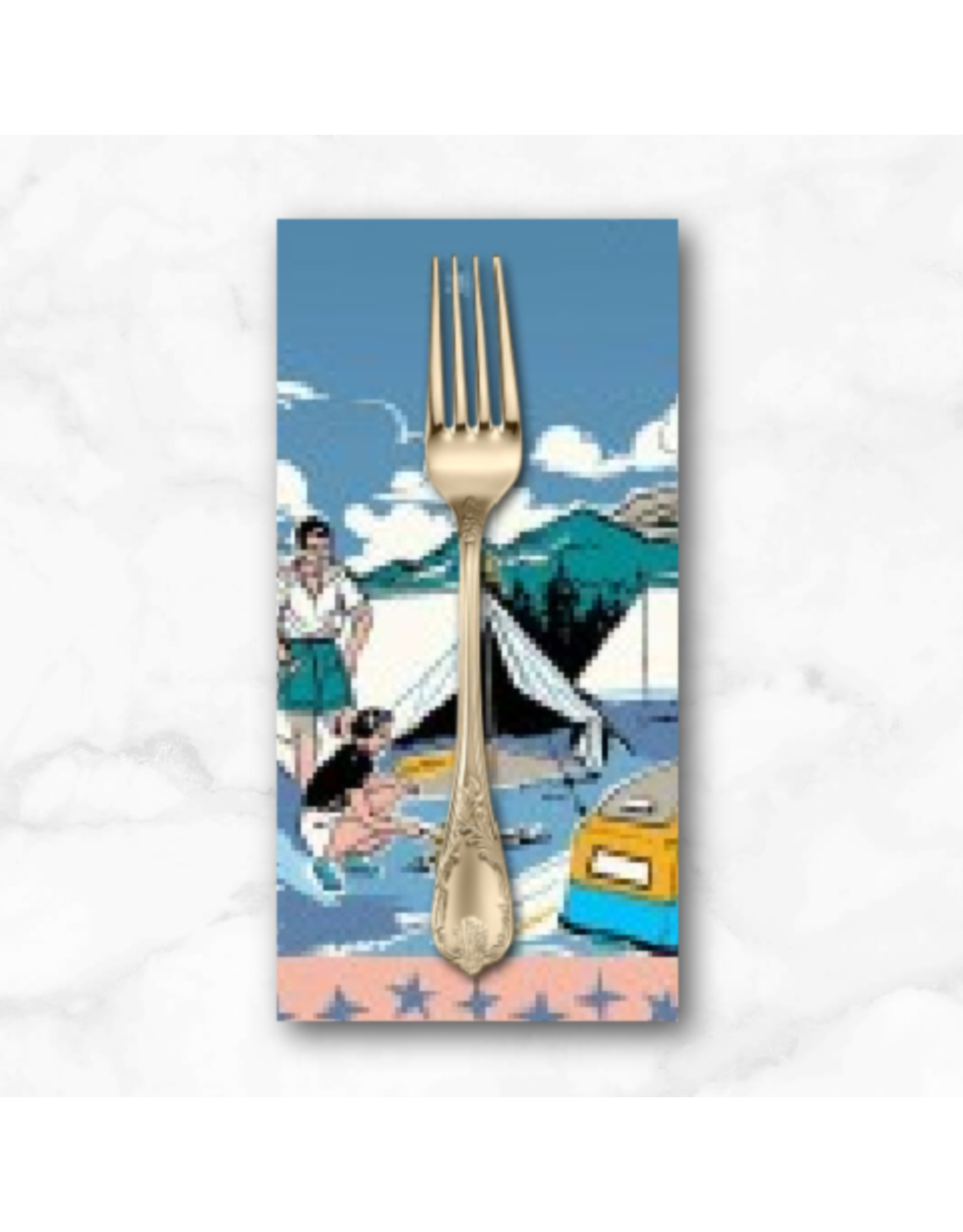 PD's Michael Miller Collection Retro Road Trip, Road Trip Border in Dusk, Dinner Napkin