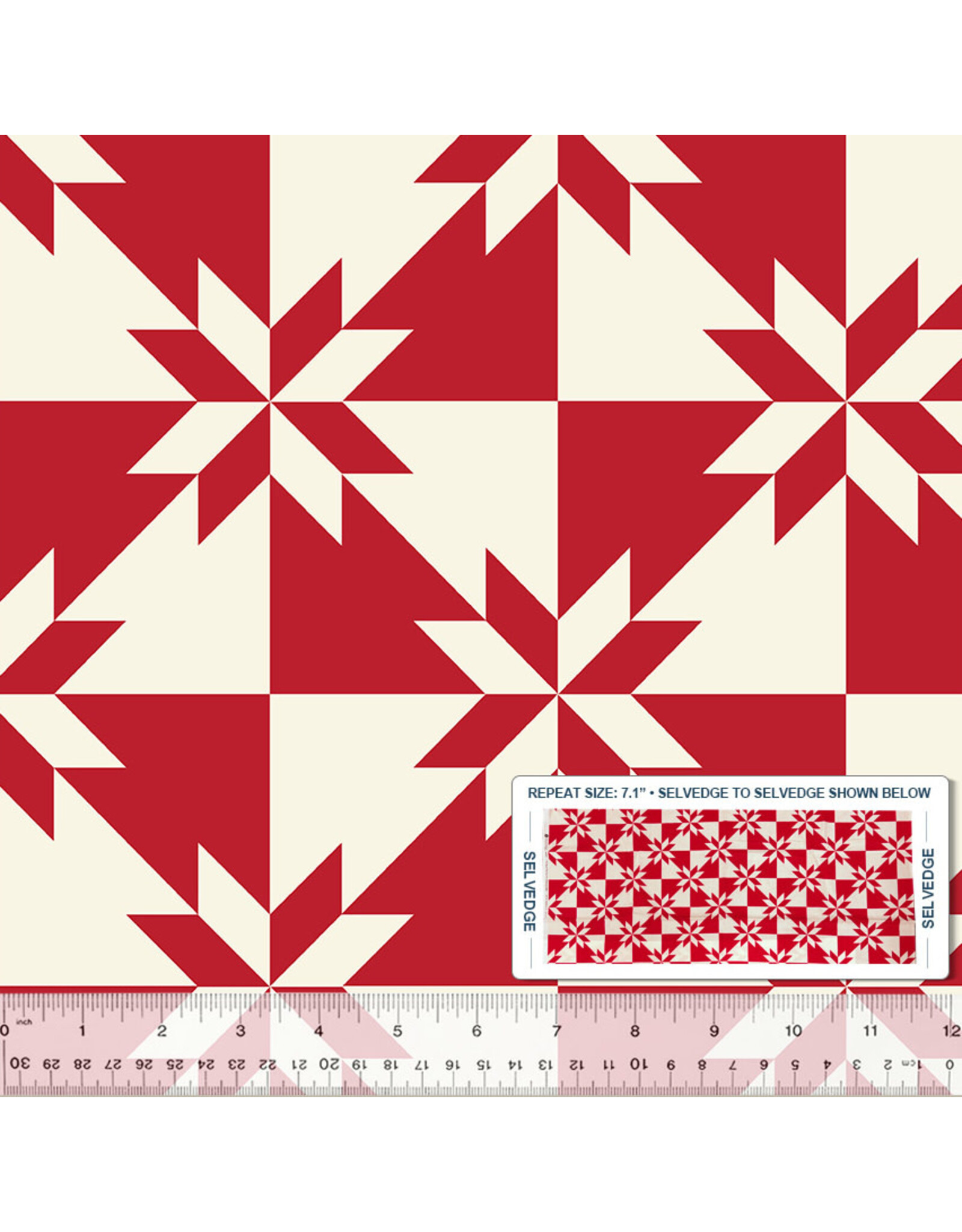 Windham Fabrics Perfect Points, Hunter's Star in Red, Fabric Half-Yards