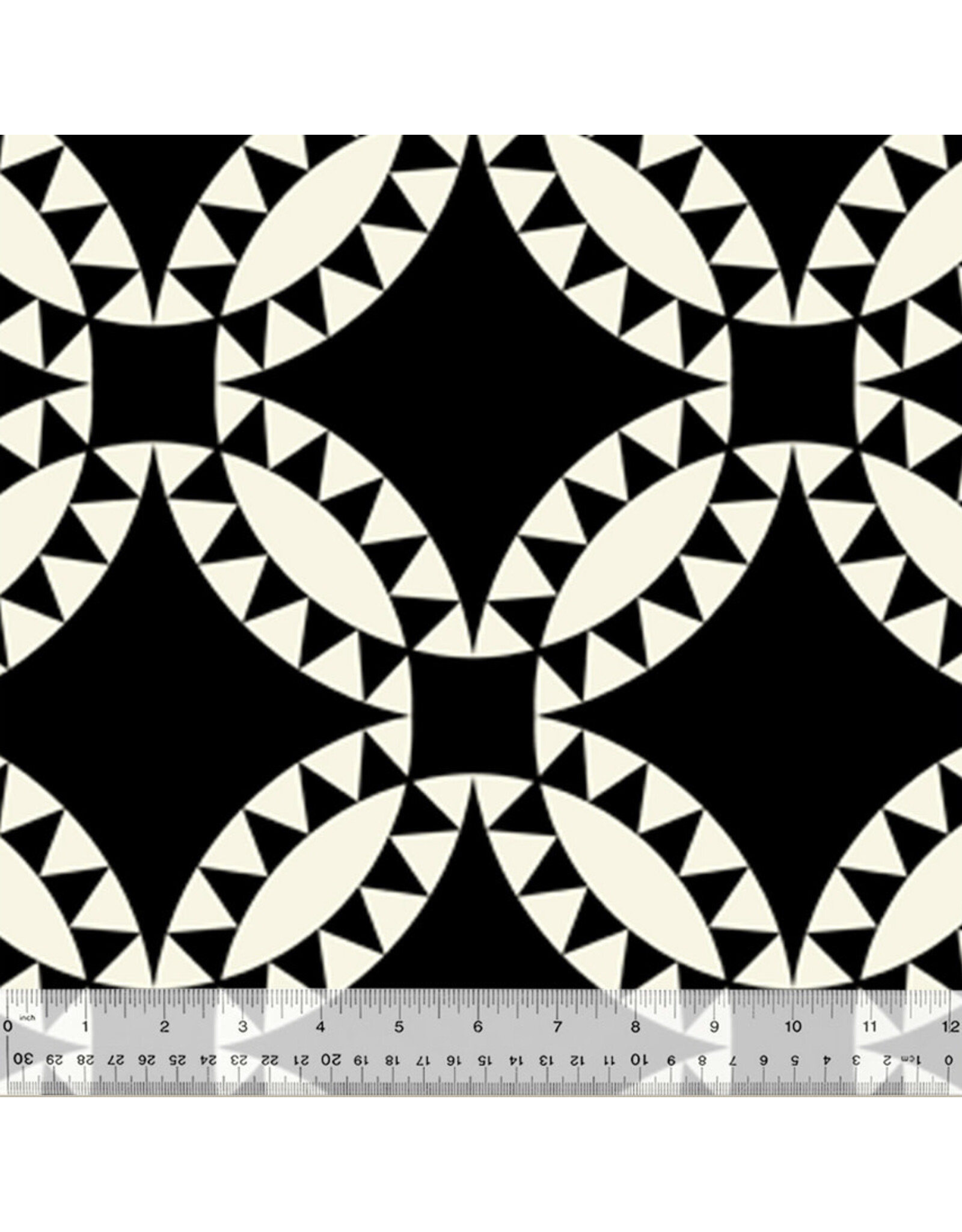 Windham Fabrics Perfect Points, Pickle Dish in Black and White, Fabric Half-Yards