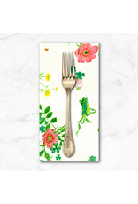 PD's Heather Ross Collection Heather Ross By Hand, Frog Spring in White, Dinner Napkin