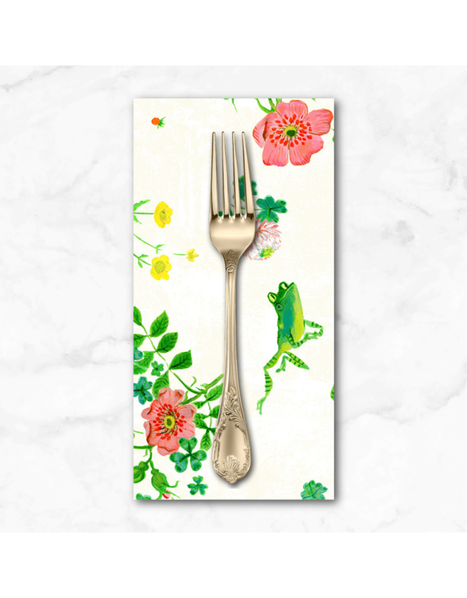 PD's Heather Ross Collection Heather Ross By Hand, Frog Spring in White, Dinner Napkin