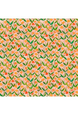 Heather Ross Heather Ross By Hand, Flowerbed in Salmon, Fabric Half-Yards
