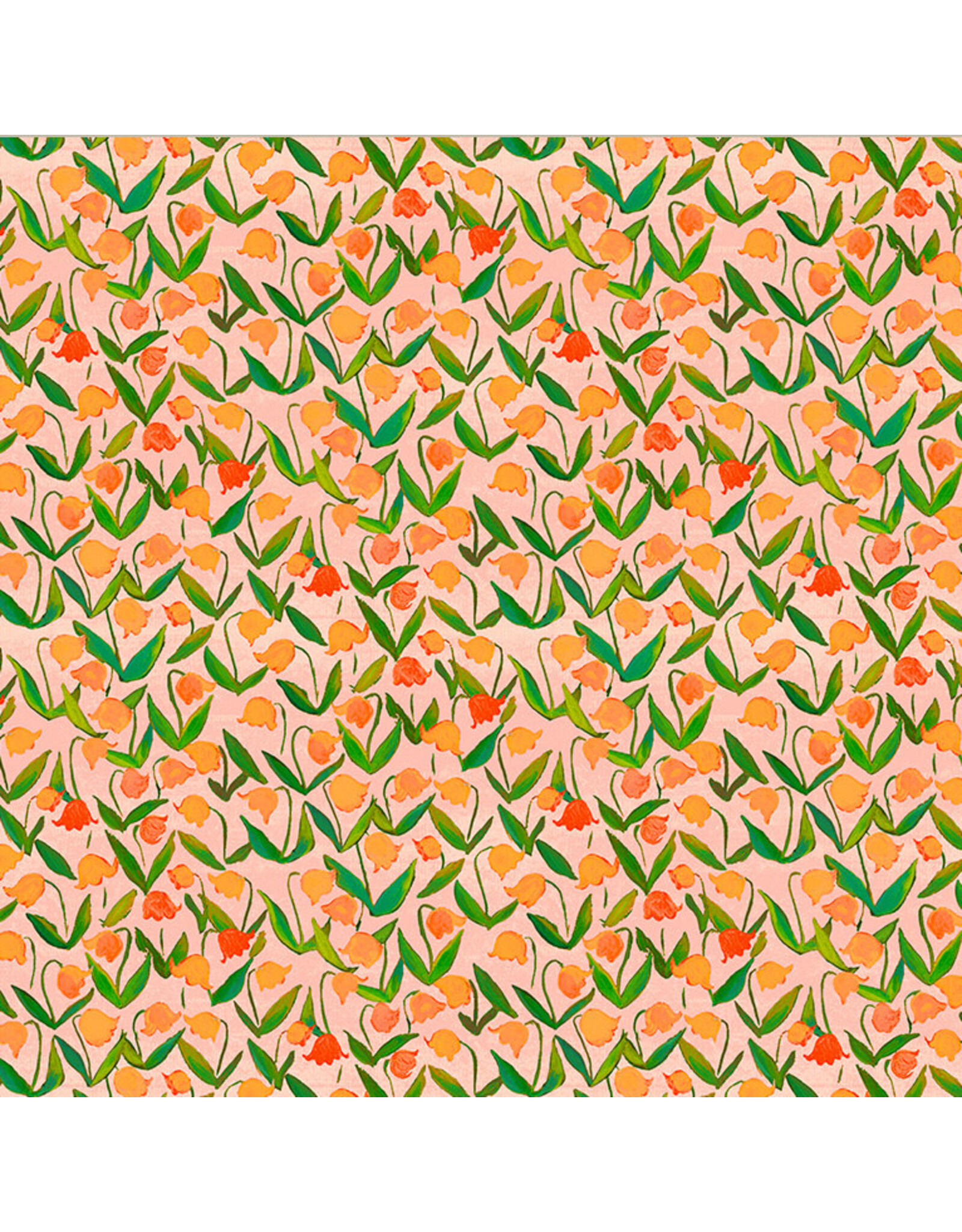 Heather Ross Heather Ross By Hand, Flowerbed in Salmon, Fabric Half-Yards