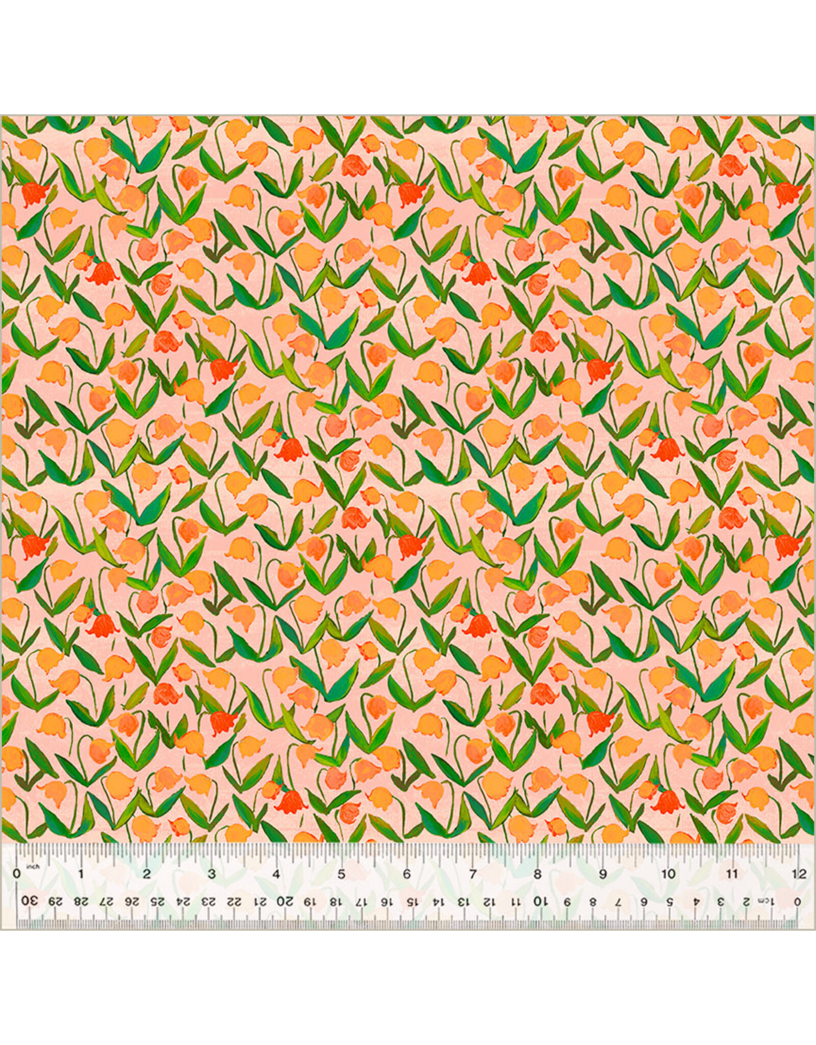 PD's Heather Ross Collection Heather Ross By Hand, Flowerbed in Salmon, Dinner Napkin