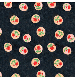 Heather Ross Cotton Canvas, Heather Ross By Hand, Rose Cameo in Night, Fabric Half-Yards