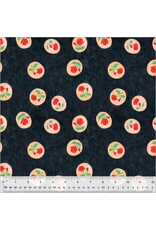 Heather Ross Cotton Canvas, Heather Ross By Hand, Rose Cameo in Night, Fabric Half-Yards