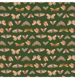 Monaluna Under the Canopy, Moonlit Moths in Forest, Fabric Half-Yards