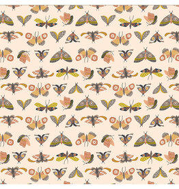 Monaluna Under the Canopy, Moonlit Moths in Blush, Fabric Half-Yards