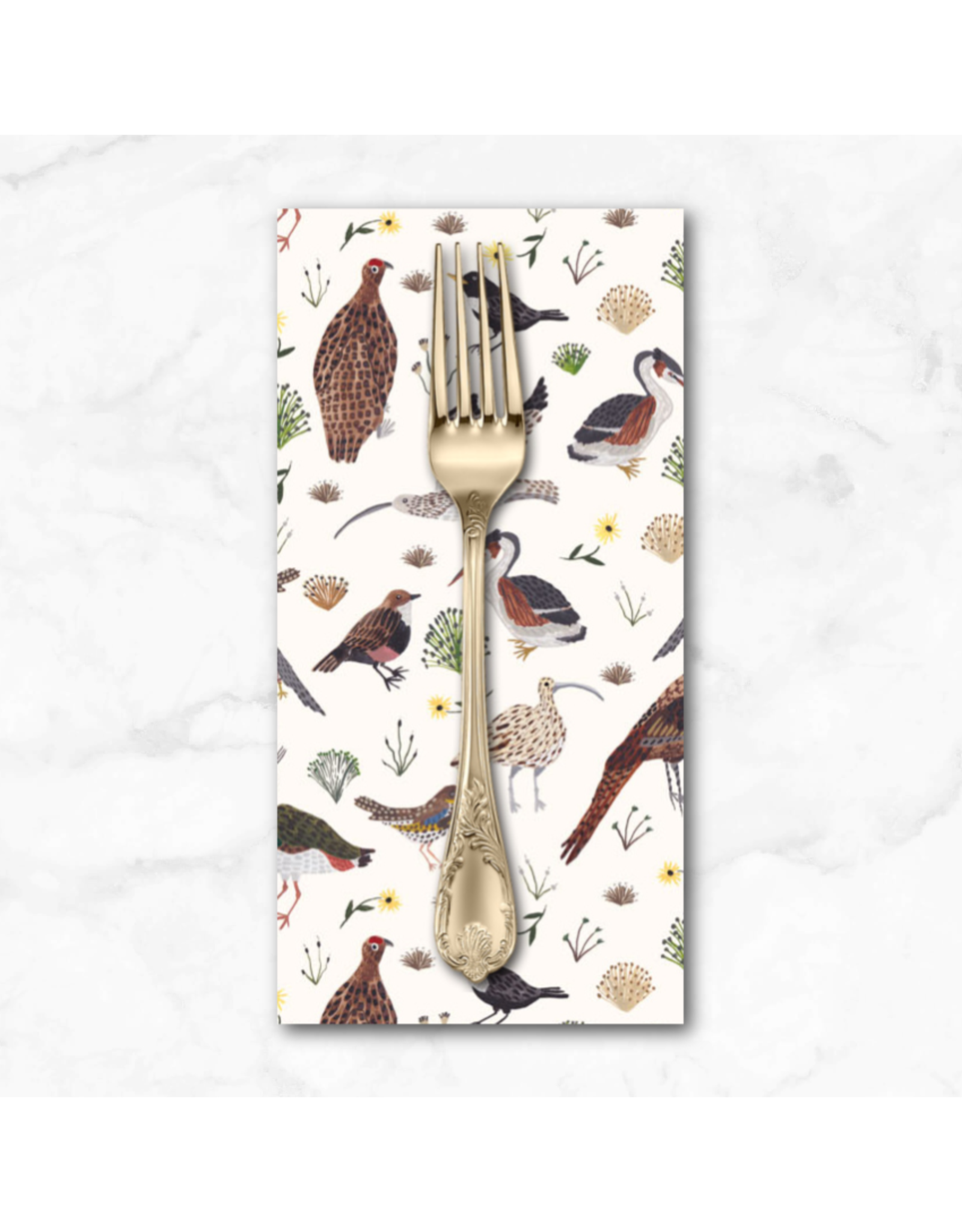 PD's Boccaccini Meadows Collection Nature Trail, Birds in Cream, Dinner Napkin