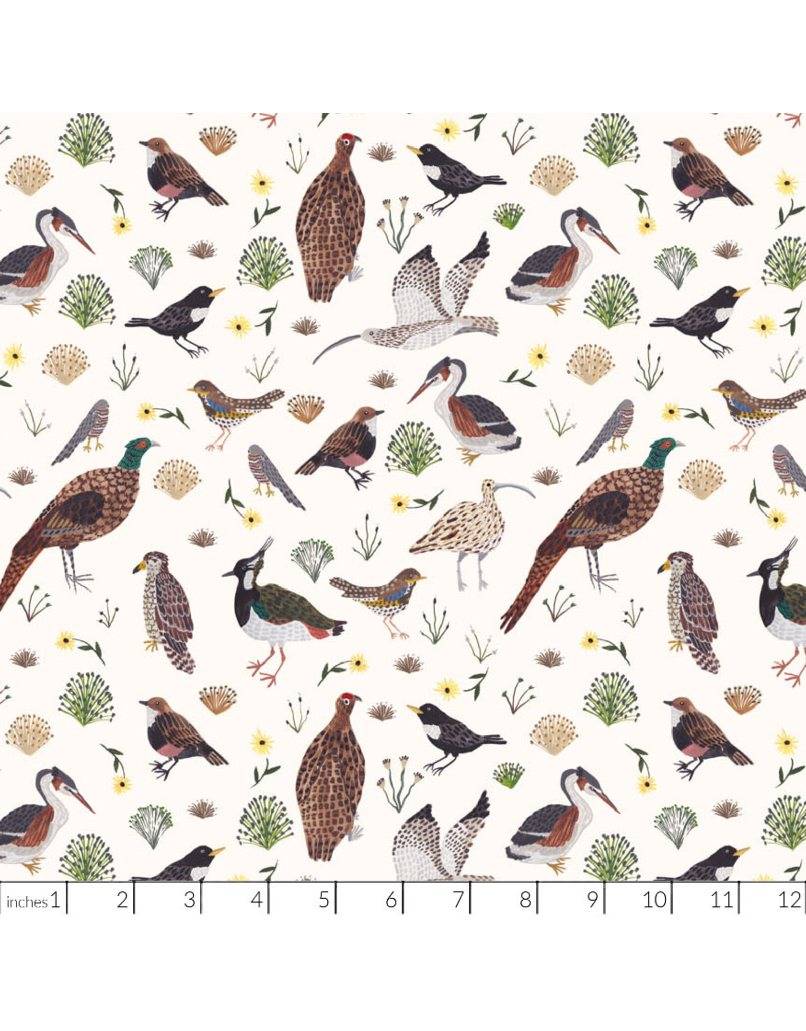 PD's Boccaccini Meadows Collection Nature Trail, Birds in Cream, Dinner Napkin