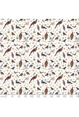Boccaccini Meadows Nature Trail, Birds in Cream, Fabric Half-Yards