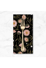 PD's Boccaccini Meadows Collection Nature Trail, Large Floral in Black, Dinner Napkin