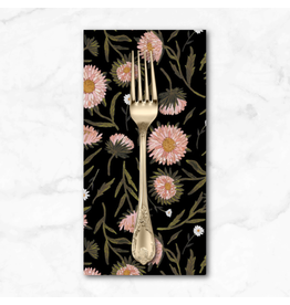 PD's Boccaccini Meadows Collection Nature Trail, Large Floral in Black, Dinner Napkin