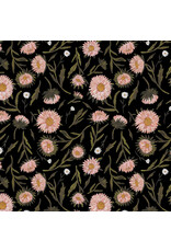 Boccaccini Meadows Nature Trail, Large Floral in Black, Fabric Half-Yards