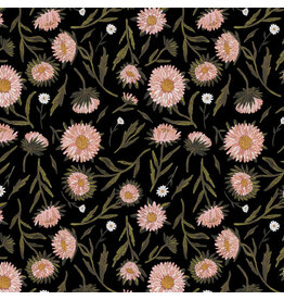 Boccaccini Meadows Nature Trail, Large Floral in Black, Fabric Half-Yards