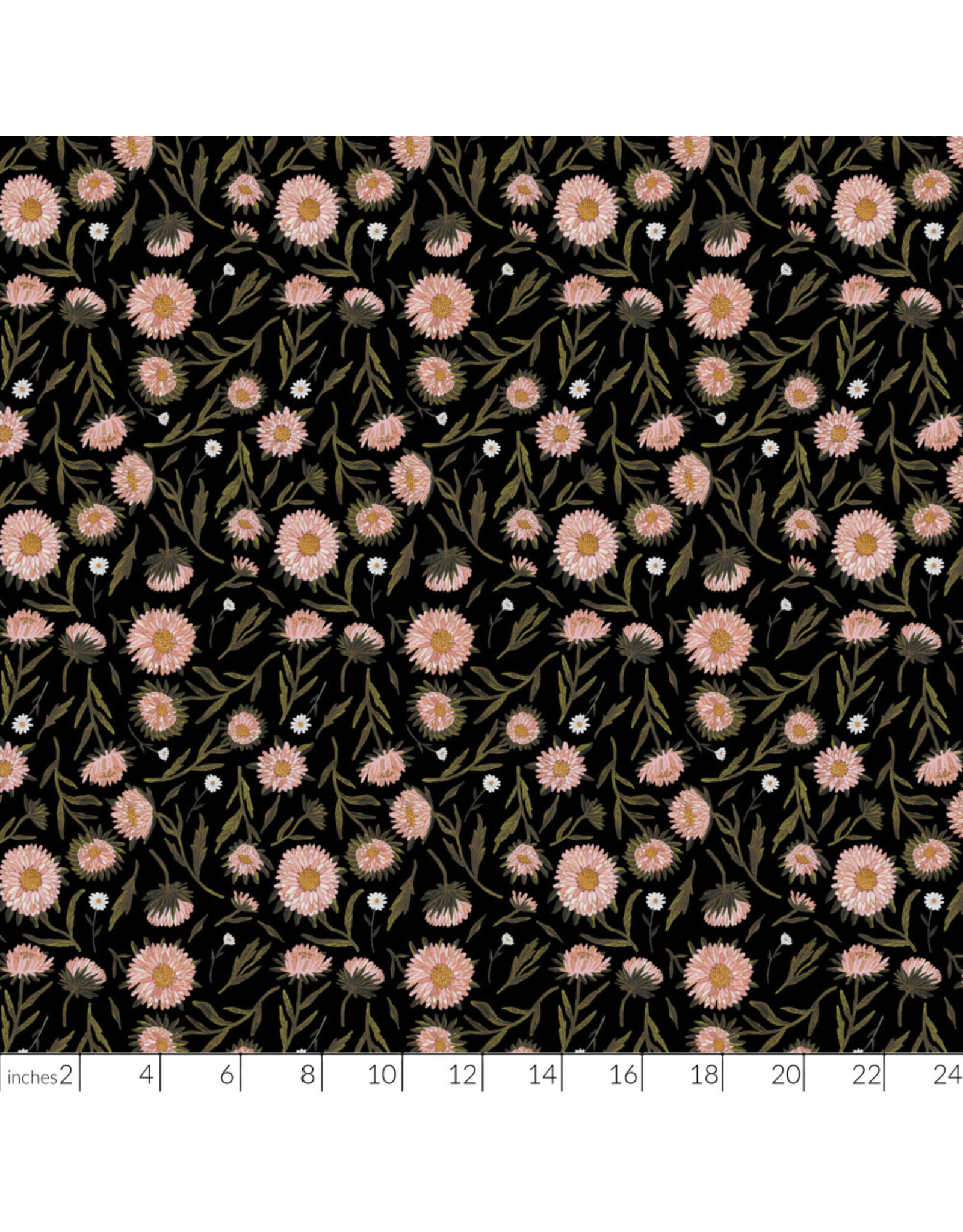 Boccaccini Meadows Nature Trail, Large Floral in Black, Fabric Half-Yards