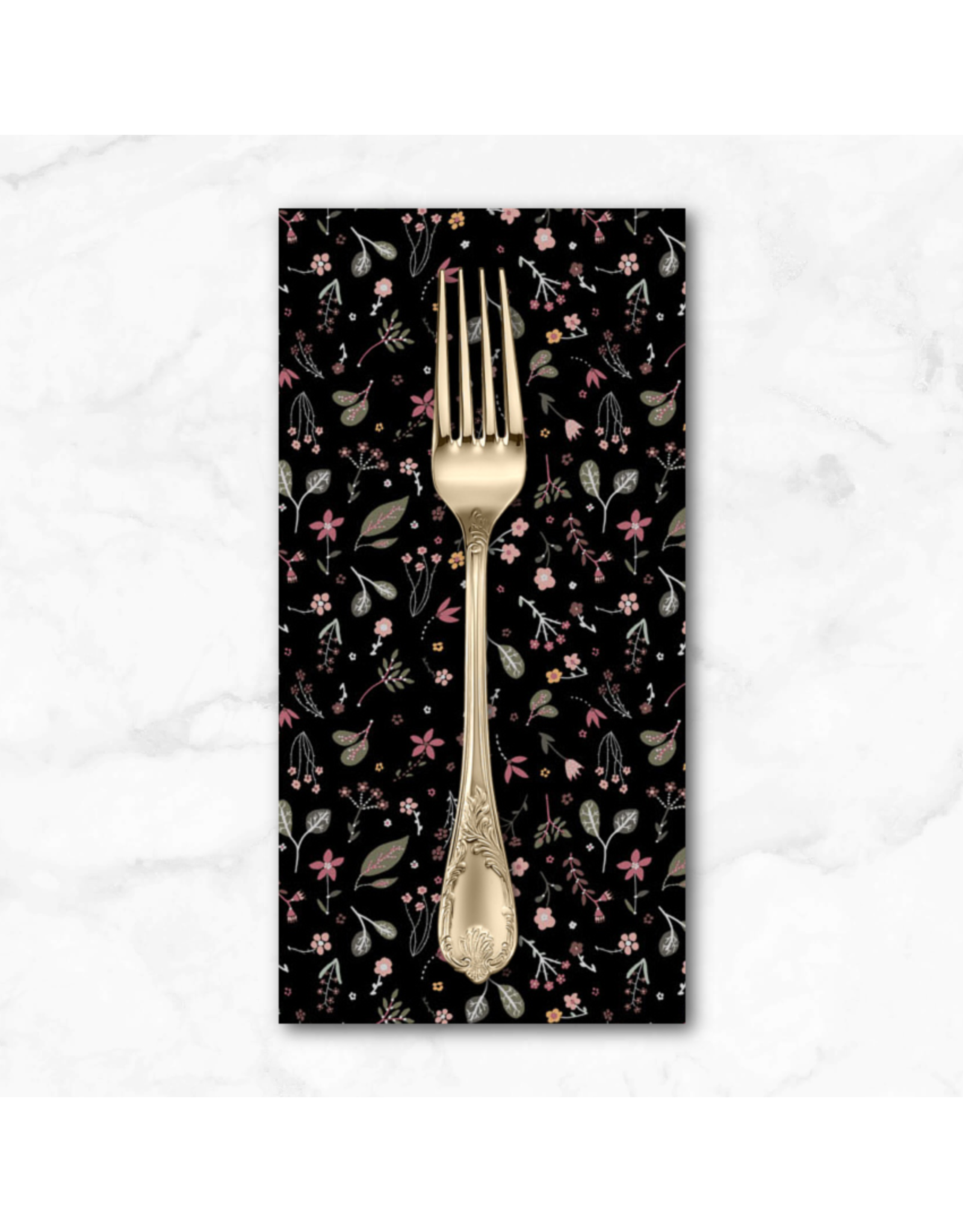 PD's Boccaccini Meadows Collection Nature Trail, Leaves in Black, Dinner Napkin